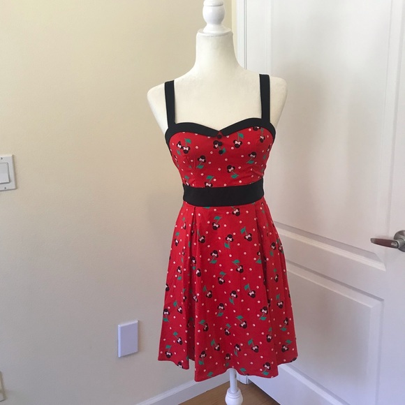 Disney Dresses & Skirts - MINNIE MOUSE Disney Cherry Pinup Dress Red Size Sm